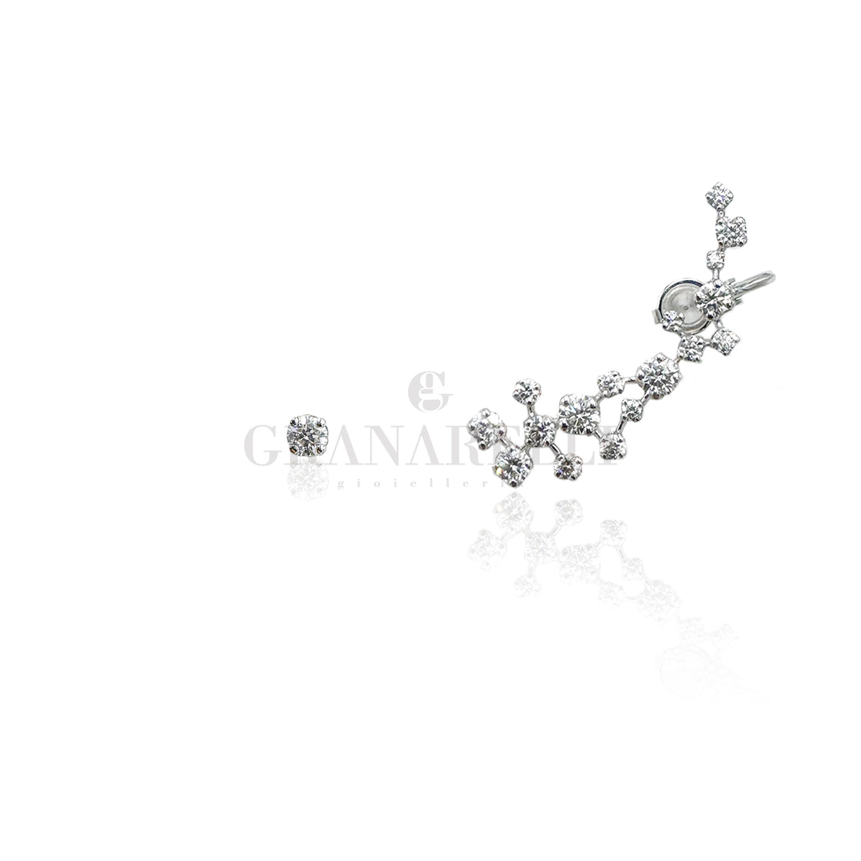 Orecchini A Salire Punti luce Diamanti Oro Bianco