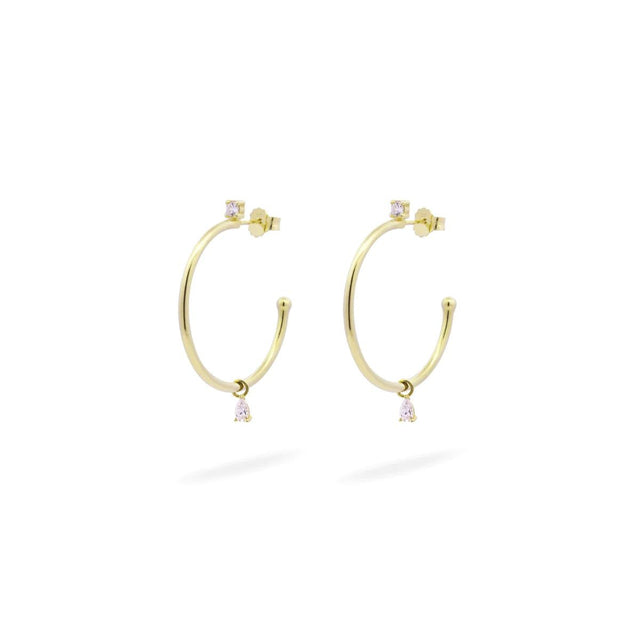 ORECCHINI CERCHIO FILO MINI DROP PENDENTE, ORO GIALLO - SHAPES-Orecchini-RUE DES MILLE-Gioielleria Granarelli