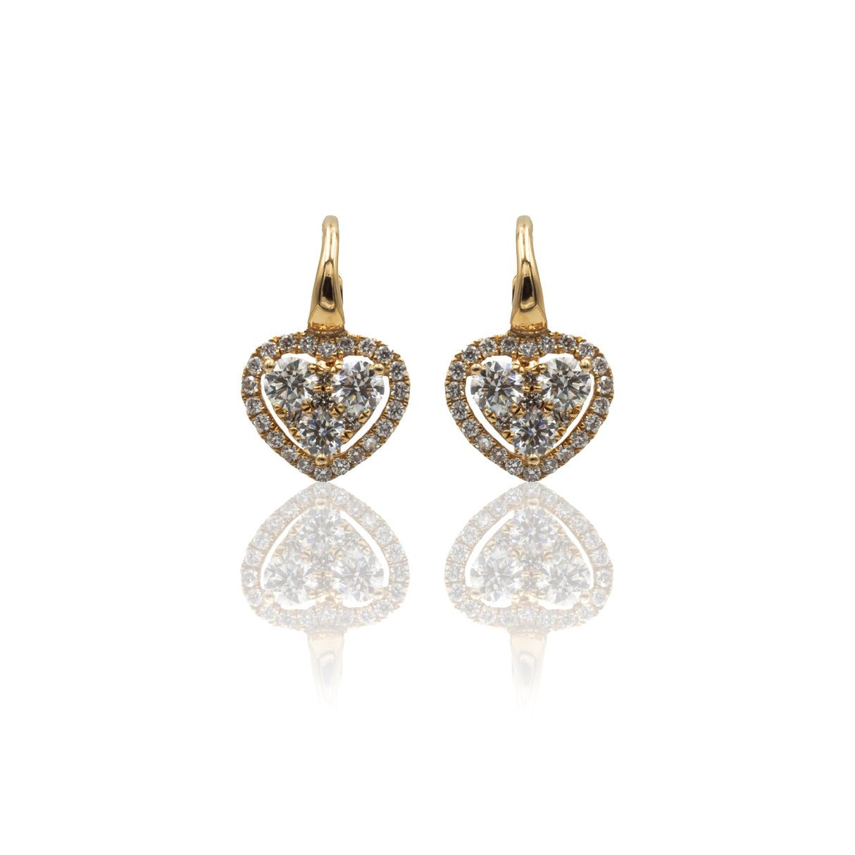 Orecchini Boccola Cuori di Diamanti In Oro Giallo-Orecchini-CRIVELLI-Gioielleria Granarelli