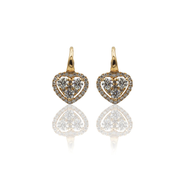 Orecchini Boccola Cuori di Diamanti In Oro Giallo-Orecchini-CRIVELLI-Gioielleria Granarelli