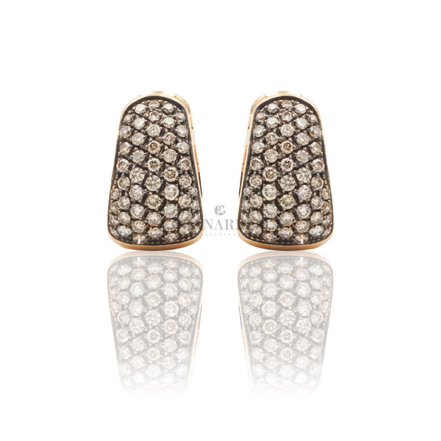 Orecchini Diamanti brown Pavè in Oro Rosa-CRIVELLI-117-or139-BW-Gioielleria Granarelli
