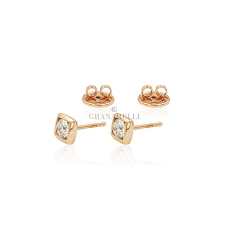 Orecchini Punto luce Diamanti con castone quadrato in Oro Rosa-Orecchini-CRIVELLI-Gioielleria Granarelli
