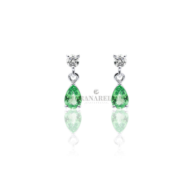 Orecchini Smeraldo e Diamanti pendenti in Oro Bianco-Orecchini-CRIVELLI-Gioielleria Granarelli