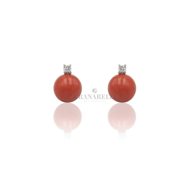 Orecchini corallo con diamante-Orecchini-GRANARELLI-Gioielleria Granarelli