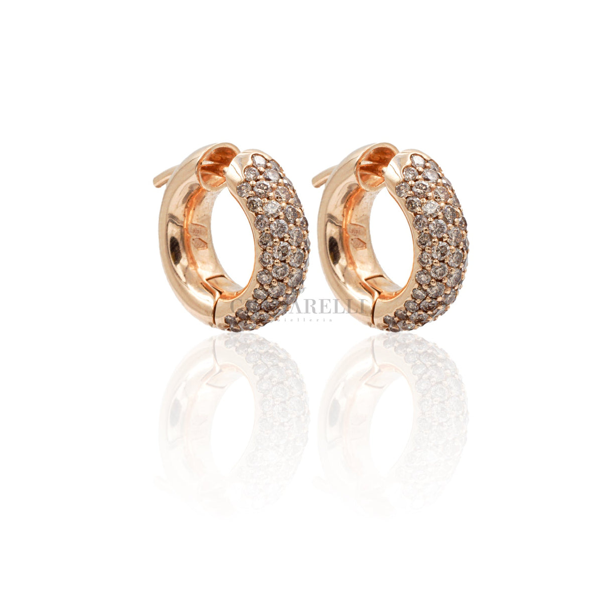 Orecchini pavé Diamanti Brown in Oro Rosa-CRIVELLI-234-3155-Gioielleria Granarelli