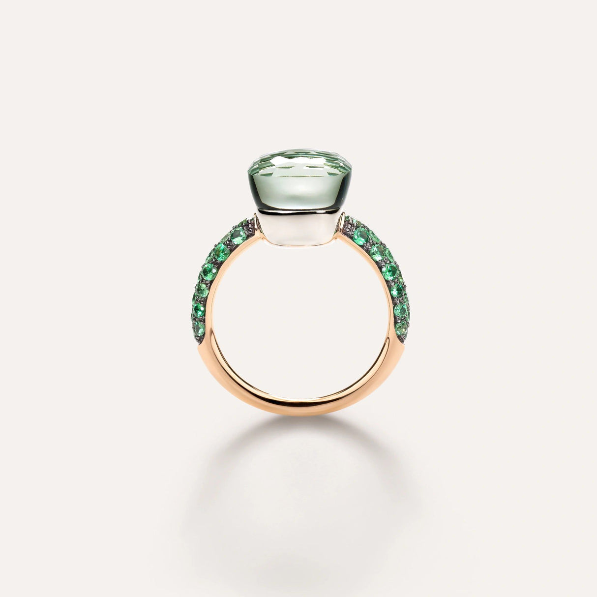 Anello Nudo Classic Oro Rosa Prasiolite, Malachite e Tzavoriti-Anelli-POMELLATO-Gioielleria Granarelli