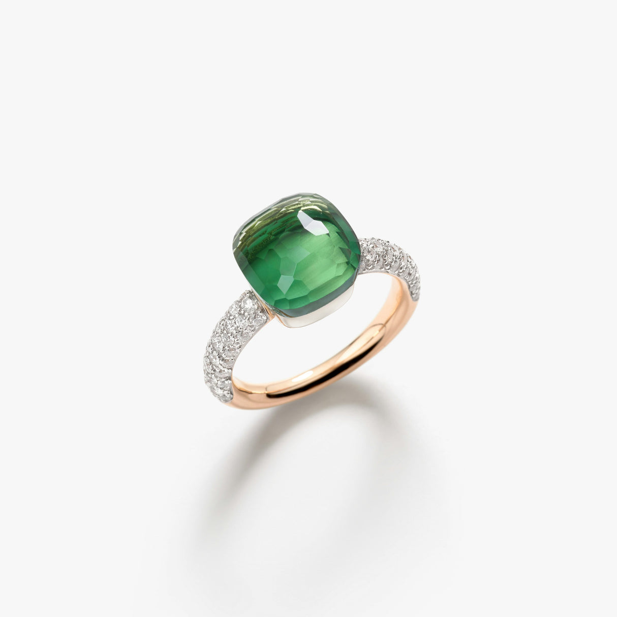 Anello Nudo Classic Oro Rosa, Prasiolite, Agata Verde e Diamanti