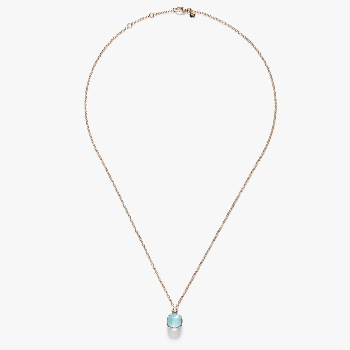Girocollo Nudo Classic Oro Rosa, Diamanti e Topazio Azzurro
