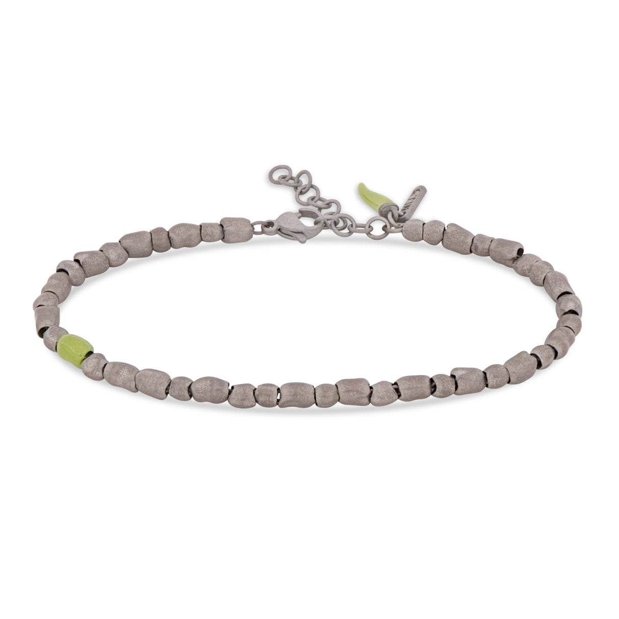 Sassi titanium man bracelet, green croissant