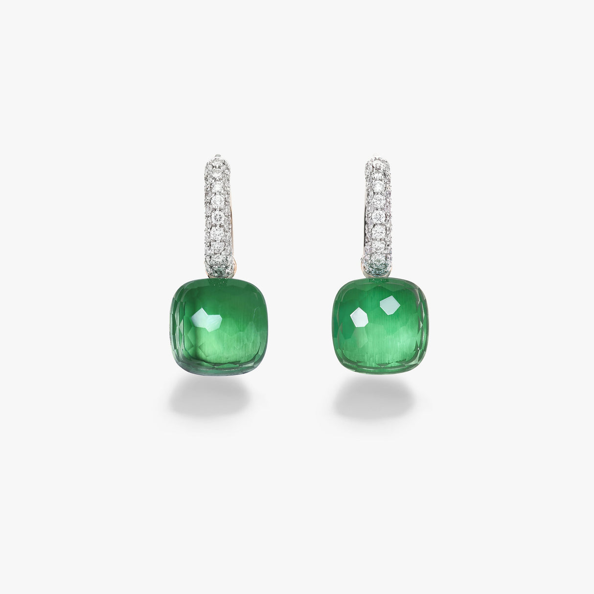 Orecchini Nudo Classic Oro Rosa, Prasiolite, Agata Verde e Diamanti
