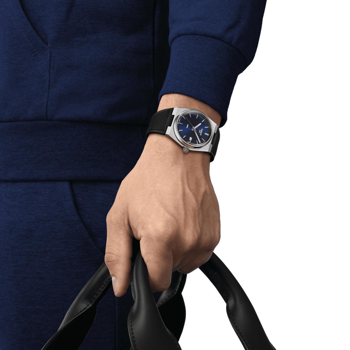 PRX Quarzo Blu Caucciù Nero-Orologi-TISSOT-Gioielleria Granarelli