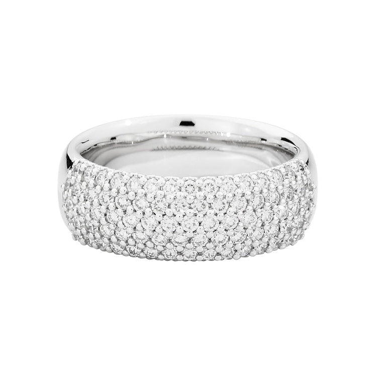 Anello Fascia 5 File Diamanti in Oro Bianco