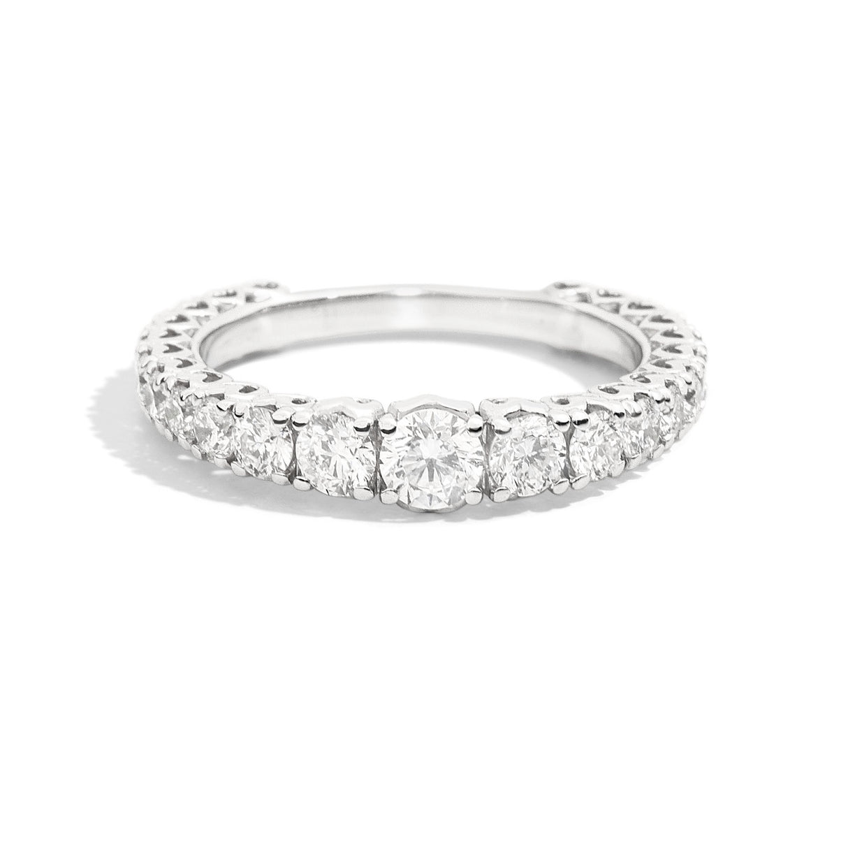 Anello Fedina scalata Diamanti in Oro Bianco ct 0.58