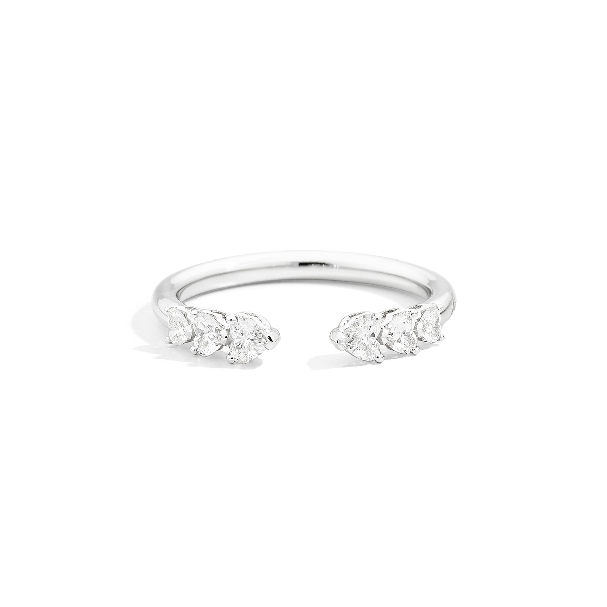 Anello fedina sei Cuori in Oro Bianco