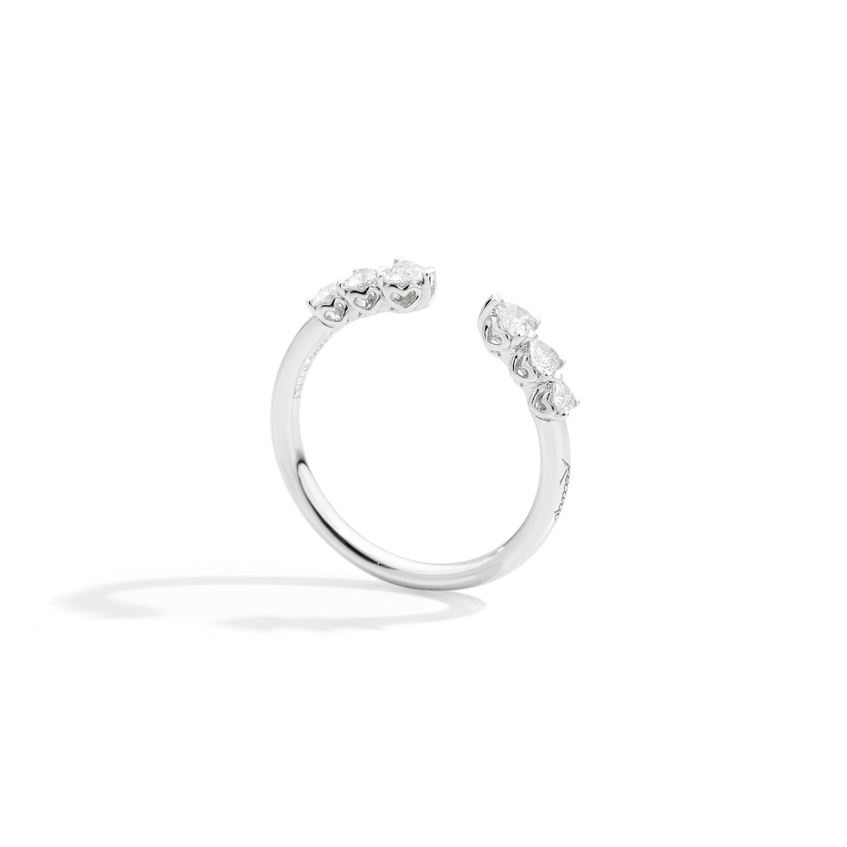 Anello fedina sei Cuori in Oro Bianco