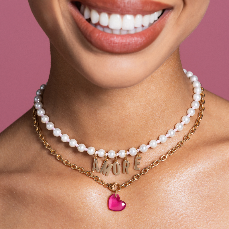 Charm Cuore Cristallo Rosa