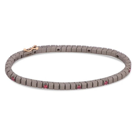 Bracciale Tennis Titanio e Rubini 5 Punti