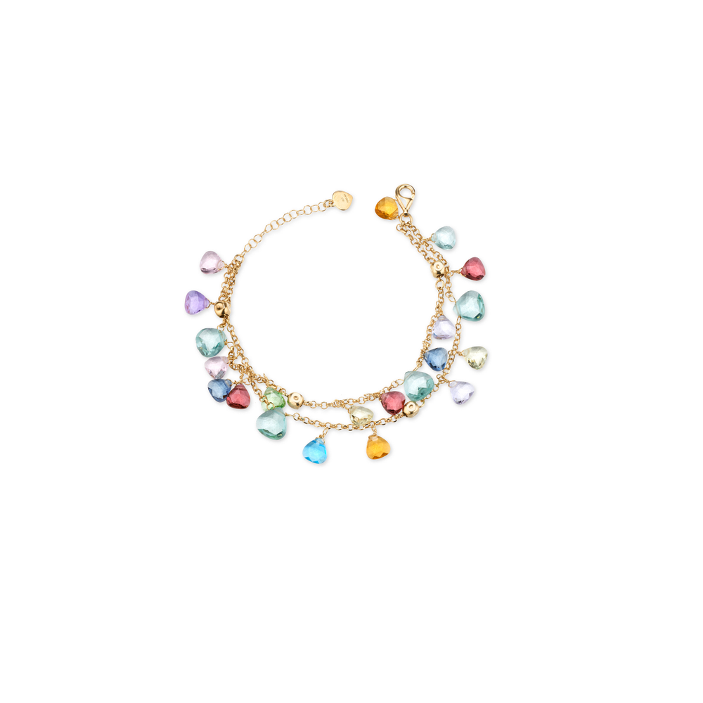 Bracciale a Due Fili con Cristalli Multicolor