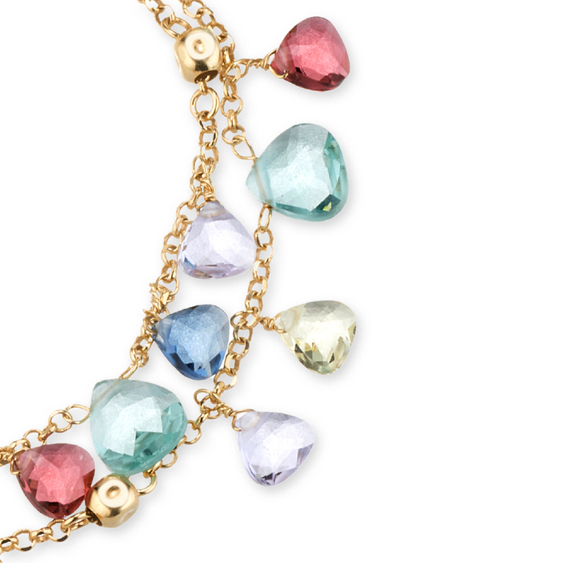 Bracciale a Due Fili con Cristalli Multicolor