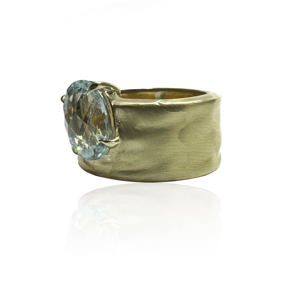 Anello Sorapis Berillo Azzurro in Oro Giallo 9kt