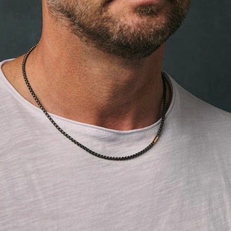 COLLANA CATENINA SCOOBY DOO IN TITANIO CON TARGHETTA ORO ROSA 9KT