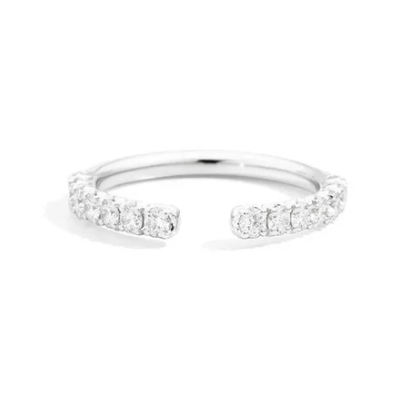 Anello Fedina Aperto Oro Bianco con Diamanti