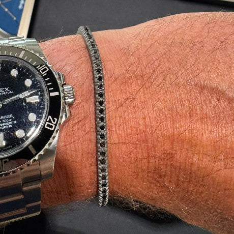 3 Point Black Titanium and Diamond Tennis Bracelet