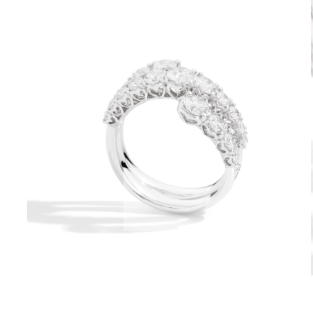 Anello Fascia Spirale con Diamanti in Oro Bianco