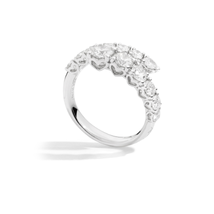 Anello Contrariè Oro Bianco Diamanti Bianchi