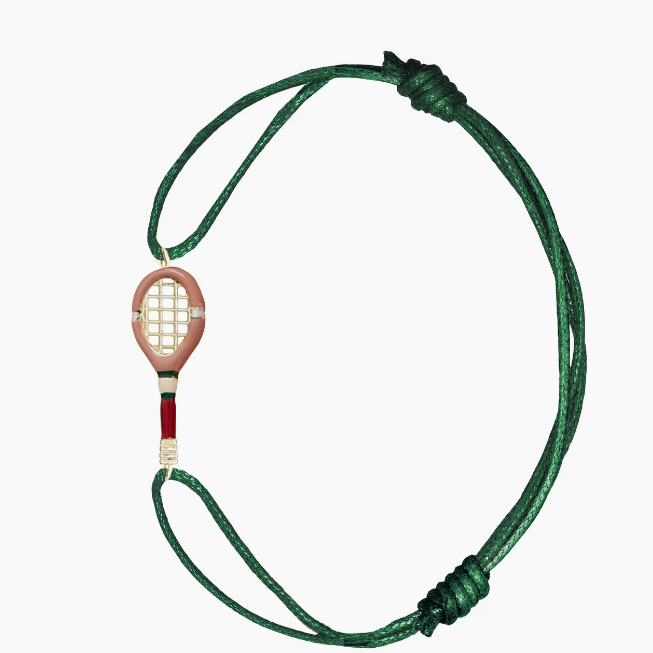 BRACCIALE TENNIS AZZURRO CORDA VERDE SCURO