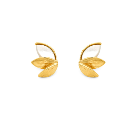 Orecchini Skin Madreperla Piccoli Argento Dorato