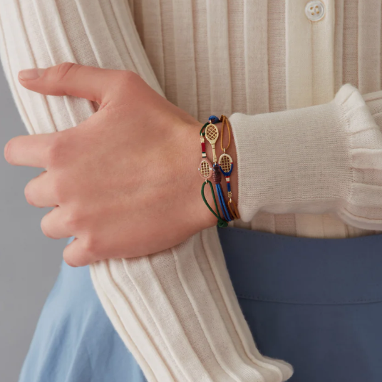 BRACCIALE TENNIS AZZURRO CORDA VERDE SCURO