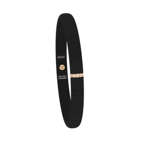 Bracciale Pura Piccolo Ceramica Nera Satinata Barretta Diamanti Brown Oro Rosa