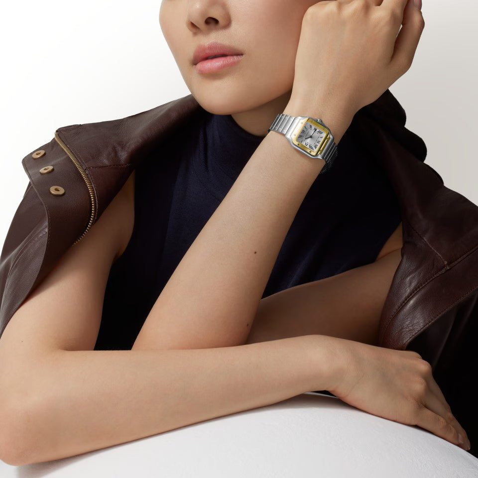 Santos de Cartier, Modello piccolo, movimento al quarzo, acciaio e oro giallo NUOVO