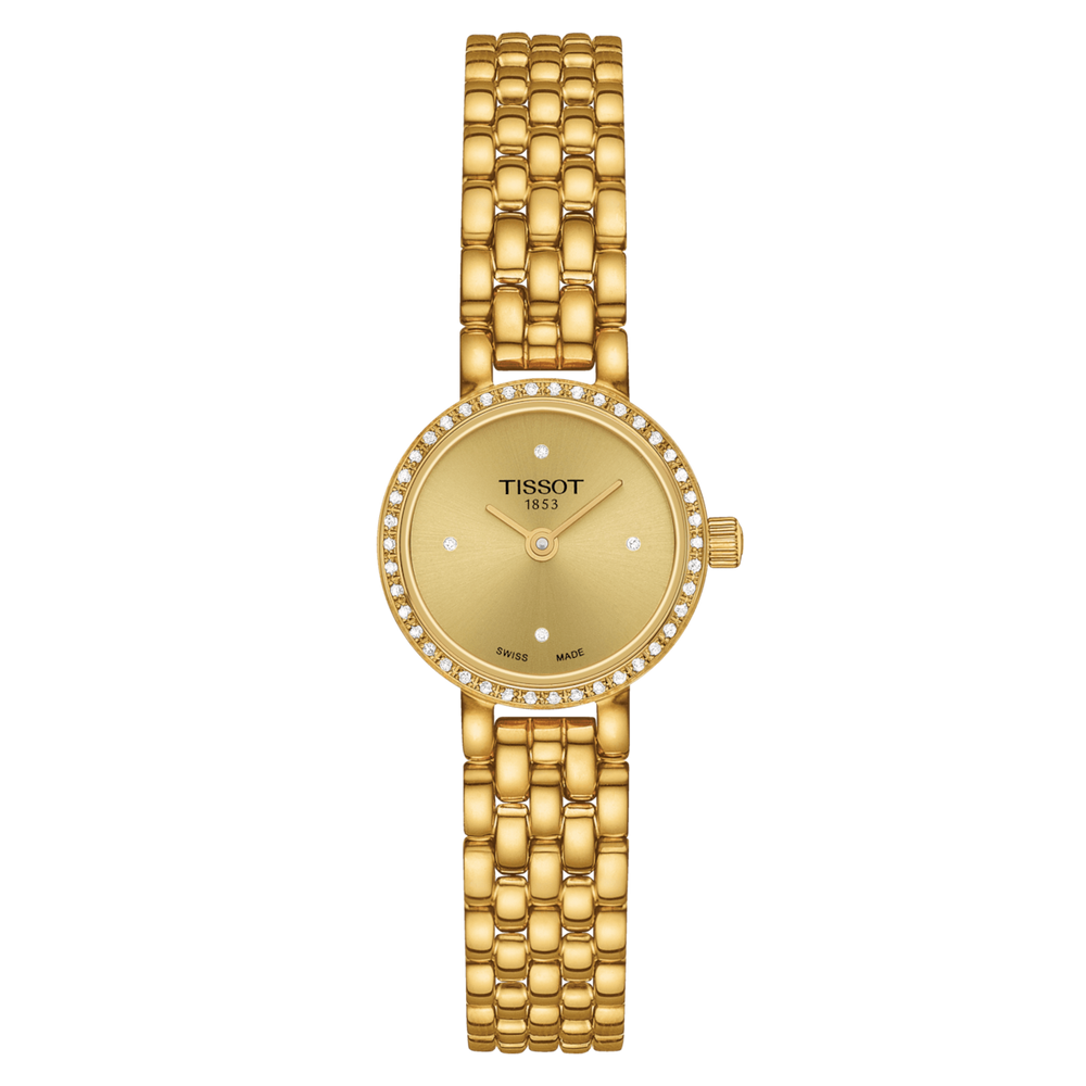 Lovely Round Dorato con Diamanti Acciaio-Orologi-TISSOT-Gioielleria Granarelli