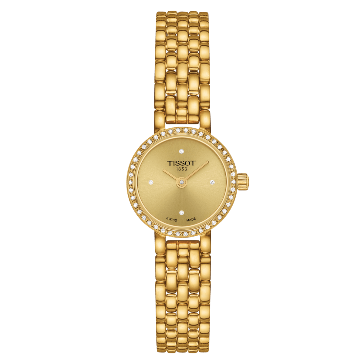 Lovely Round Dorato con Diamanti Acciaio-Orologi-TISSOT-Gioielleria Granarelli