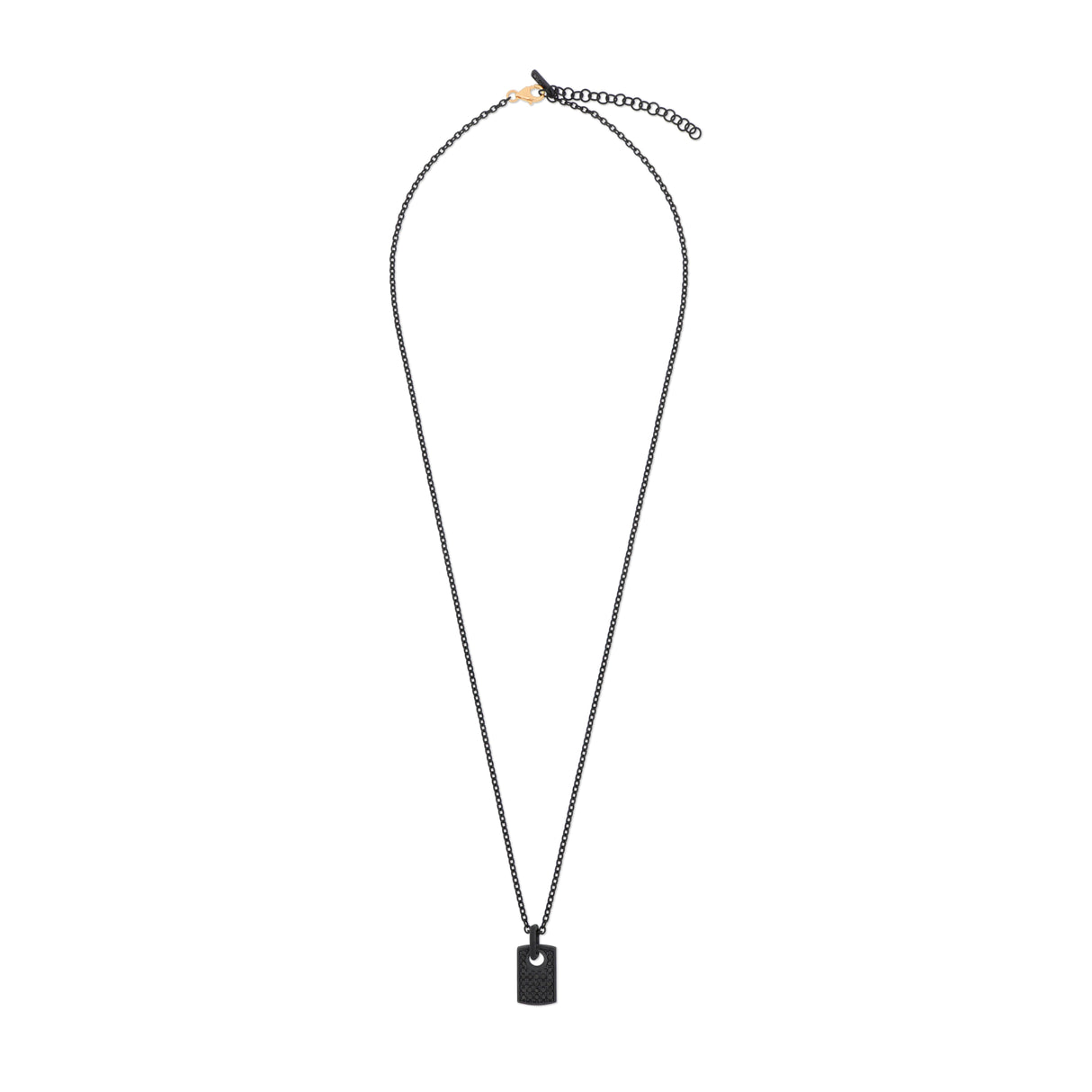 COLLANA TITANIO NERO CON TARGHETTA E DIAMANTI BLACK