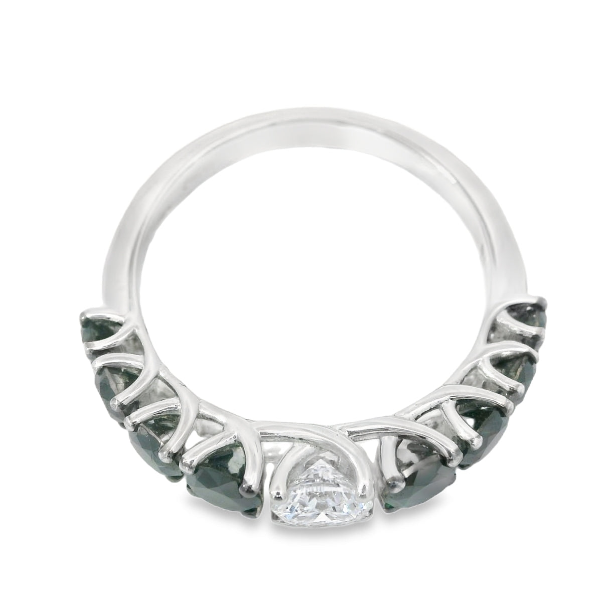 Anello Diamante Bianco e Diamanti Neri in Oro Bianco