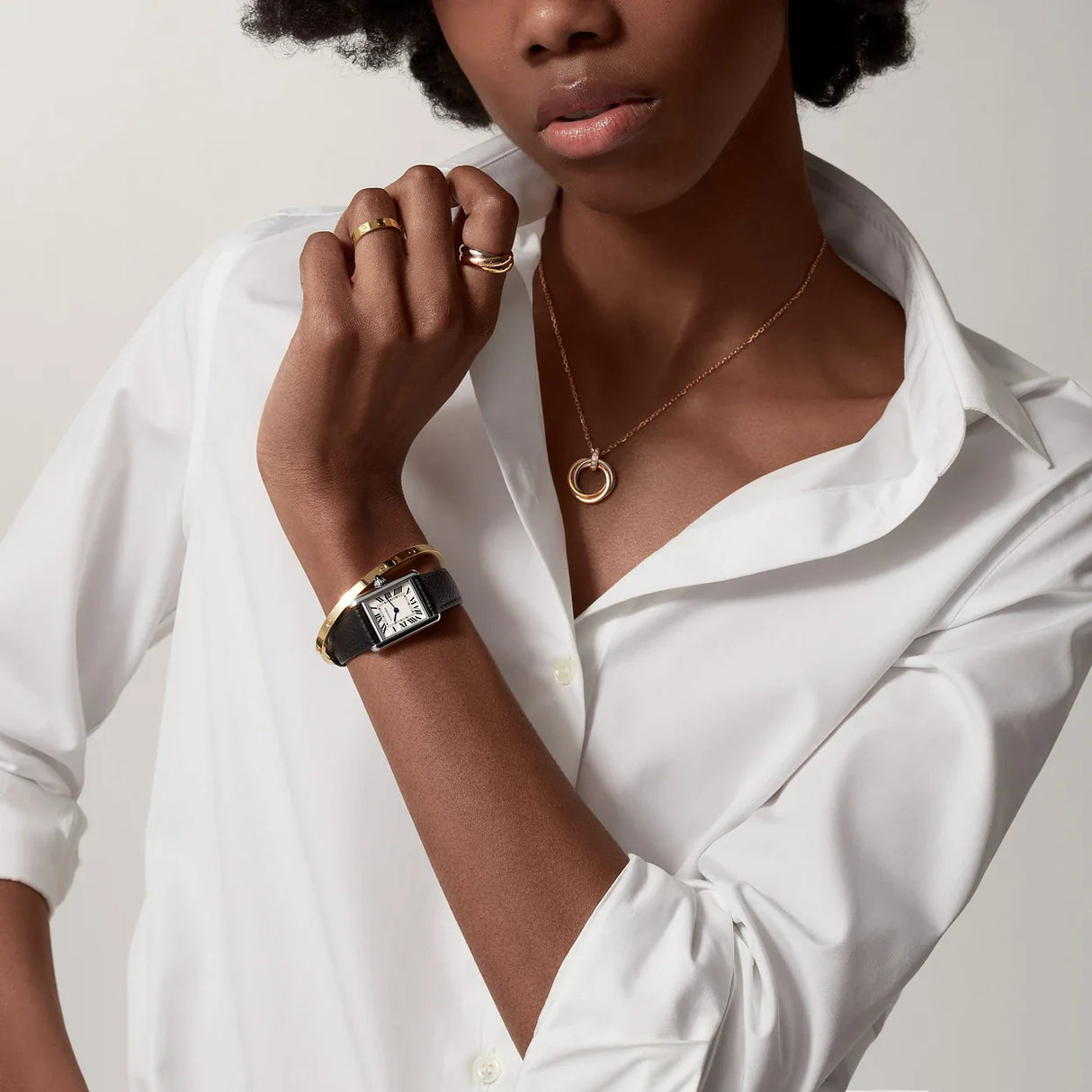 Tank Must Cartier, Modello medio, movimento al quarzo, acciaio e pelle NUOVO