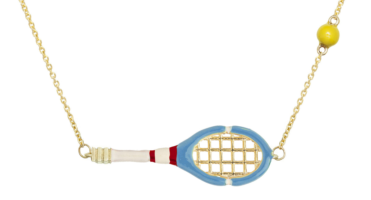 TENNIS PELOTA AZZURRO COLLANA