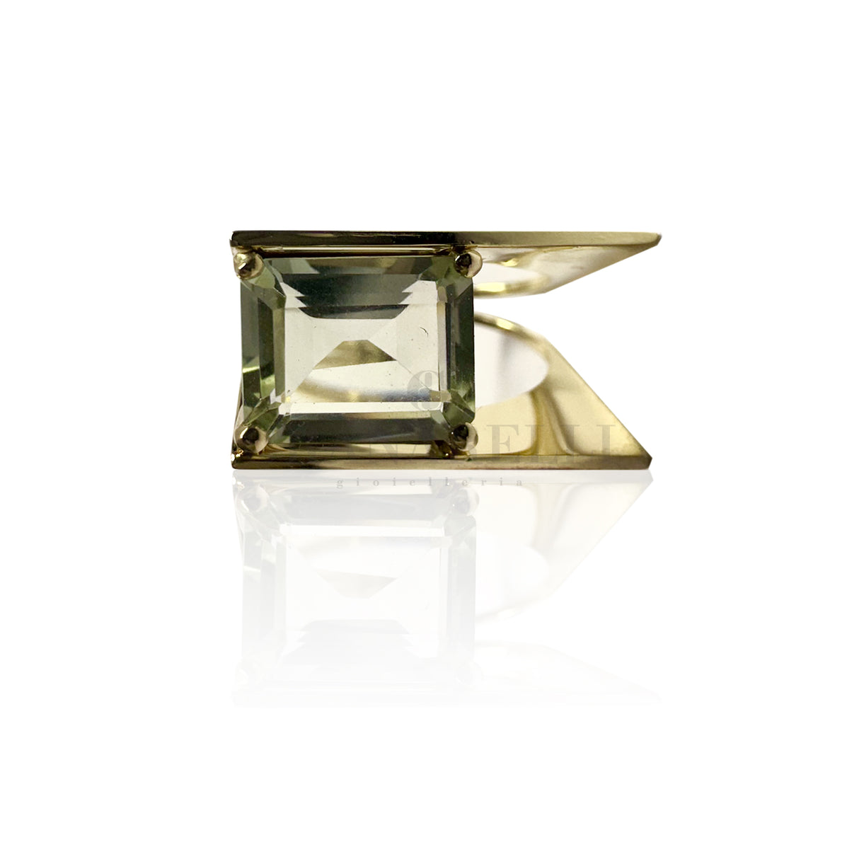 Anello in Oro Giallo 9kt con Ametista Verde