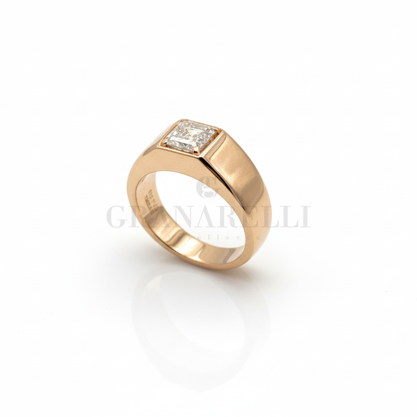 Anello Chevallier in Oro rosa con Diamante Centrale