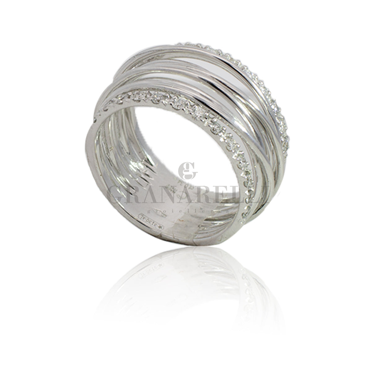 Anello Multifili Diamanti in oro bianco