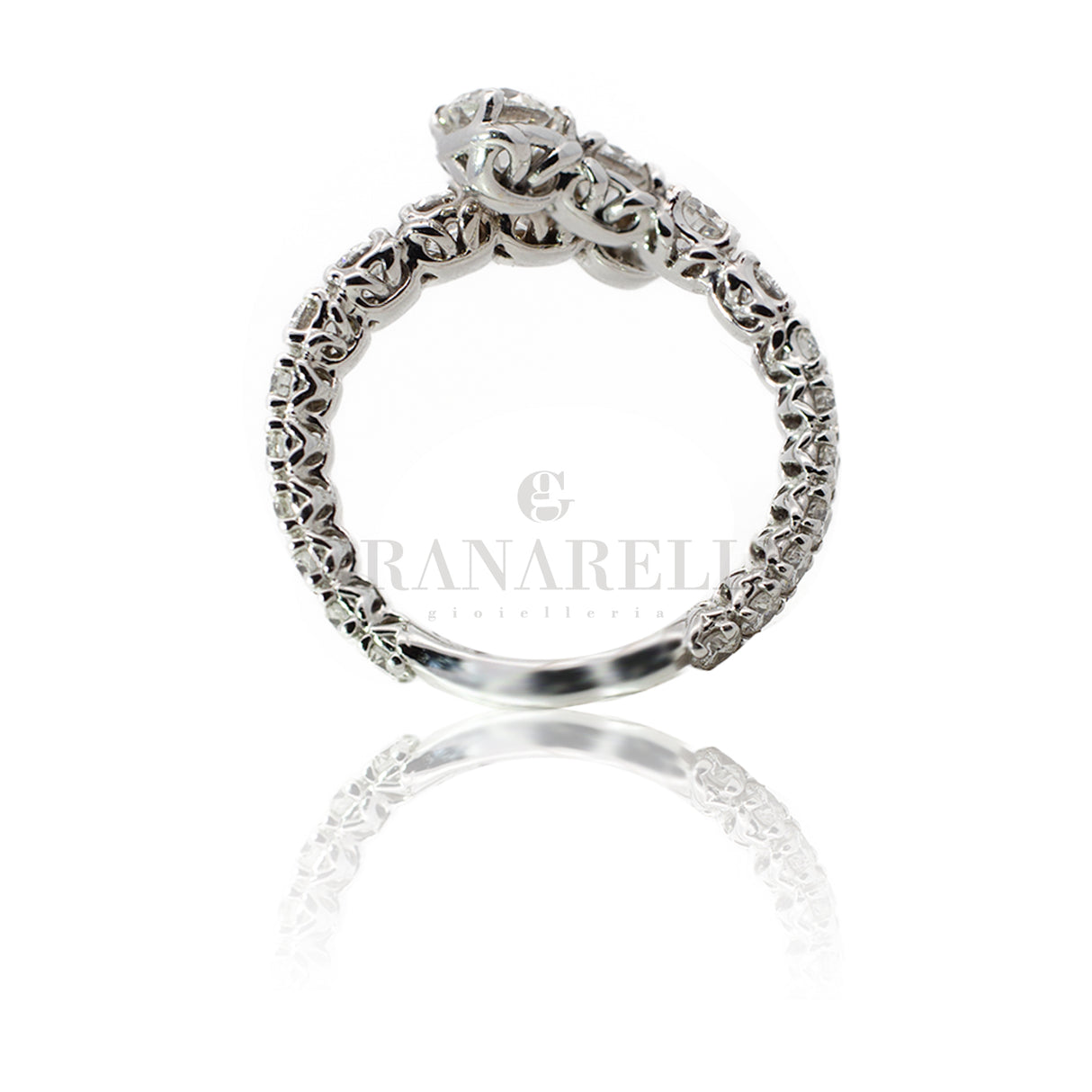 Anello contrariè di Diamanti in oro bianco