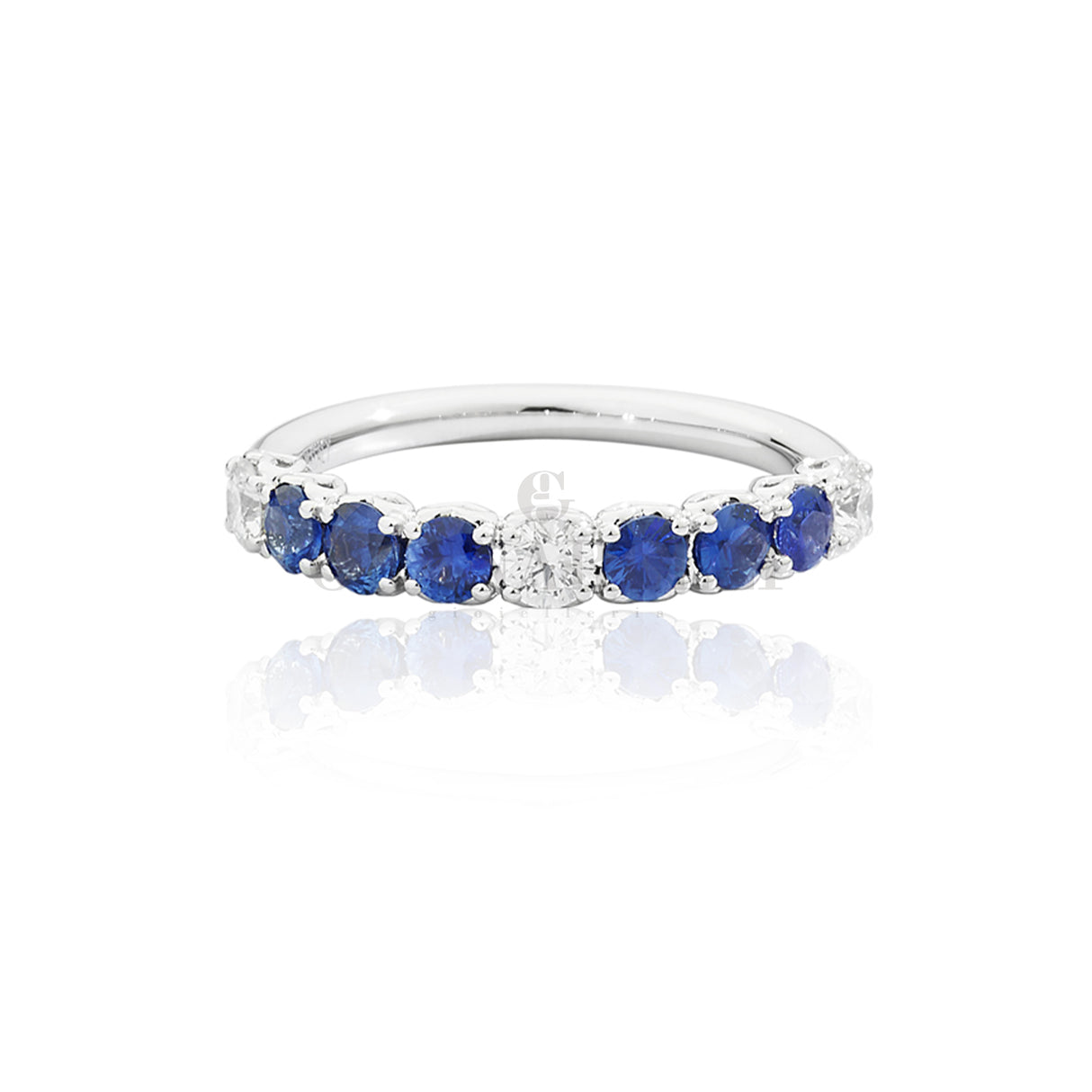 Anello ReCarlo Mezzogiro con Zaffiri e Diamanti Oro Bianco