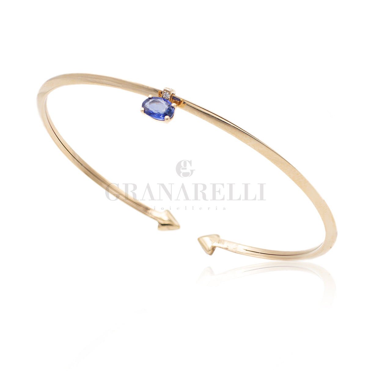 Bracciale rigido Diamante Bianco Zaffiro Blu Oro Rosa