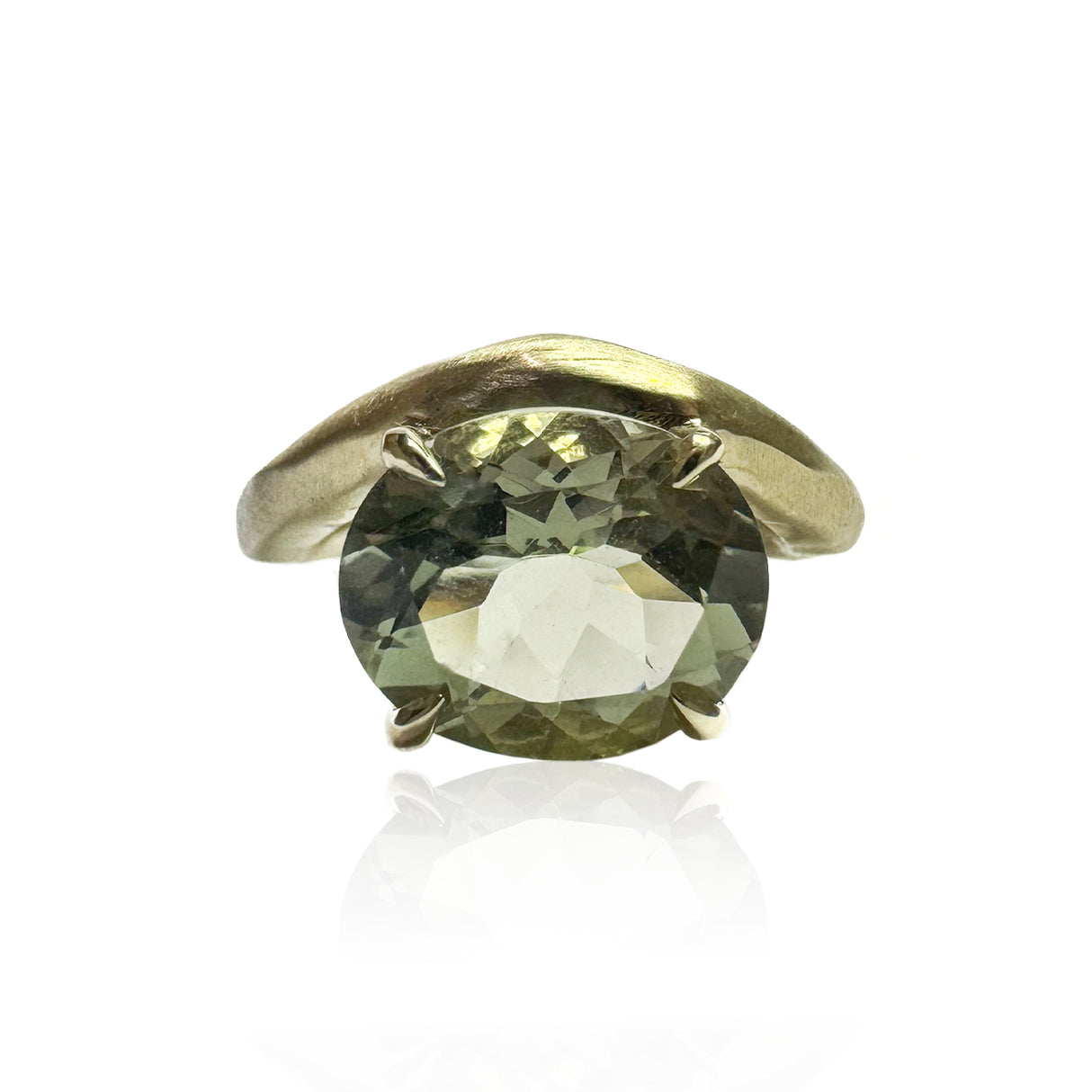 Anello Brenta Ametista verde in Oro Giallo 9kt
