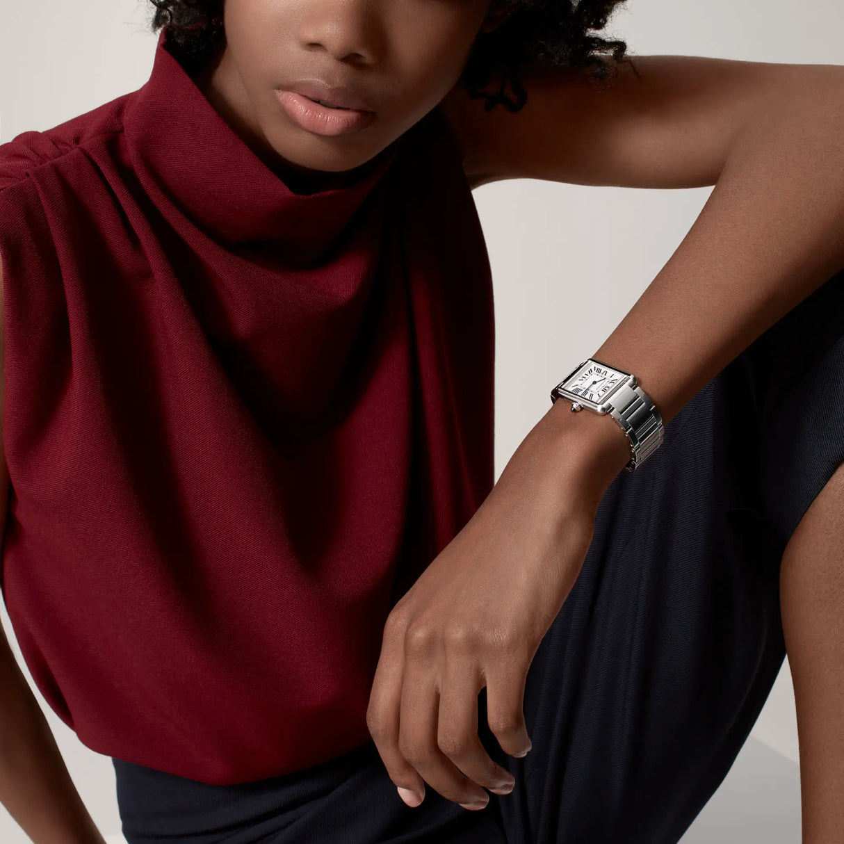 Tank Must De Cartier, modello grande, acciaio, quarzo solar NUOVO