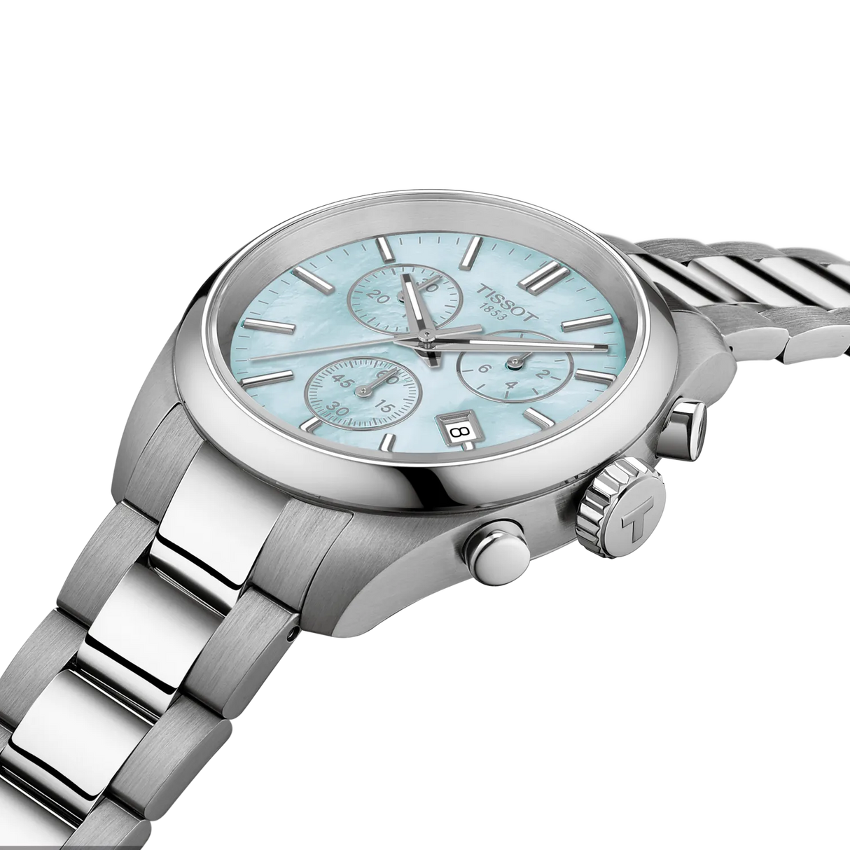 PR 100 Quarzo Madreperla Azzurro Acciaio 36mm