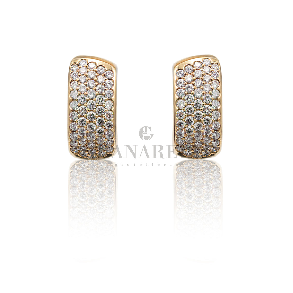 Orecchini Cerchio in oro rosa e Pavè di diamanti